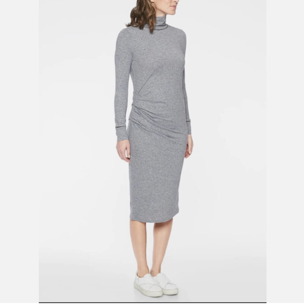 Athleta Industry Turtleneck Dress Heathered Gray Midi Maxi EUC - Picture 1 of 12